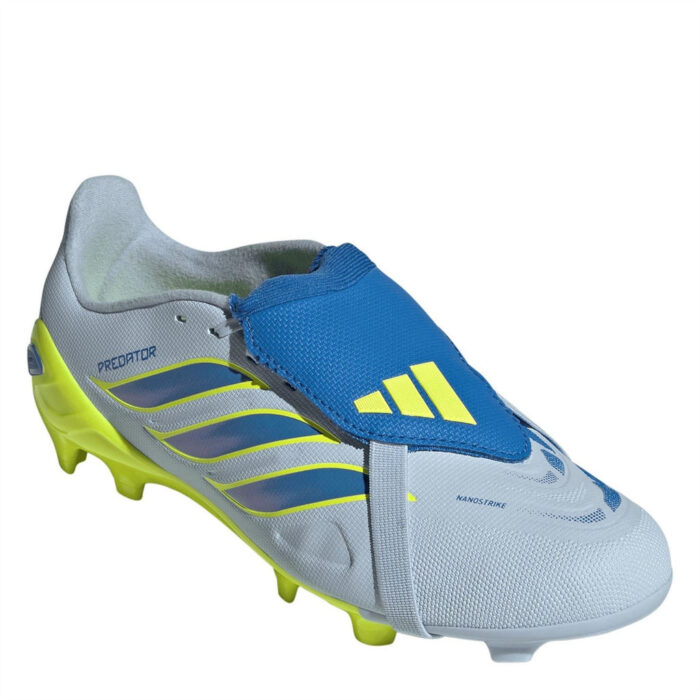 adidas Predator Fold Over Tongue Junior Firm Ground Football Boots – Blue/Yellow – view 3