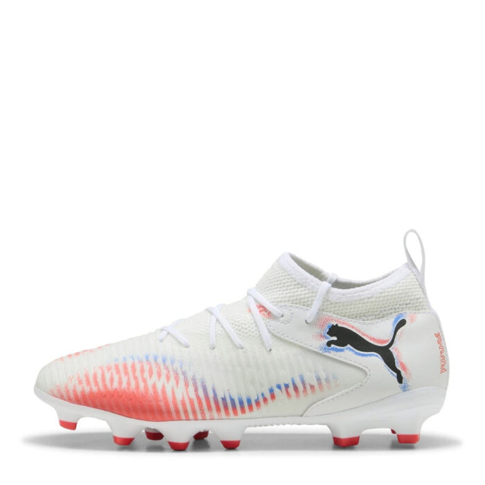 Puma Future 8 Junior Firm Ground Football Boots – White/Black/Red – view 2