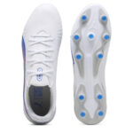 Puma King Firm Ground Football Boots – White/Blue/Grey - Image 3