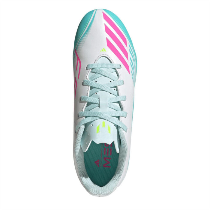 adidas F50 Messi Junior Firm Ground Football Boots – Wht/Pink/Blue – view 5