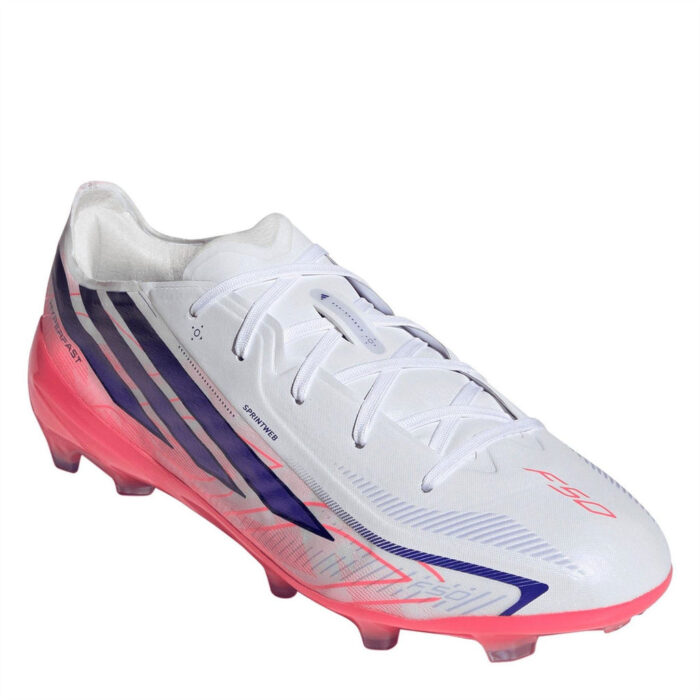 adidas Hyperfast Junior Firm Ground Football Boots – White/Coral – view 3