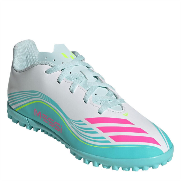 adidas F50 Messi Junior Turf Football Boots – Wht/Pink/Blue – view 3