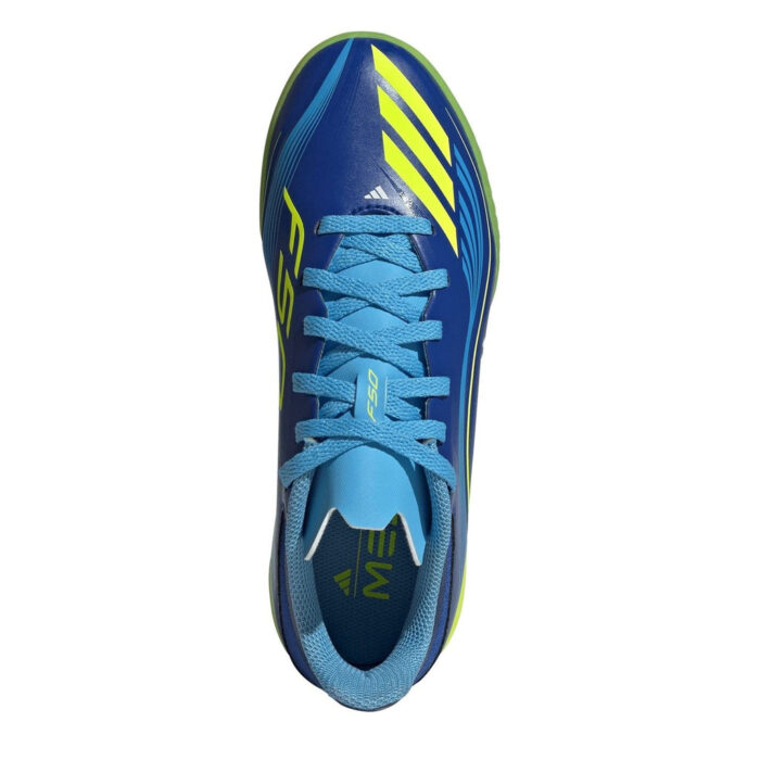 adidas F50 Messi Junior Turf Football Boots – Blue/Yellow – view 5