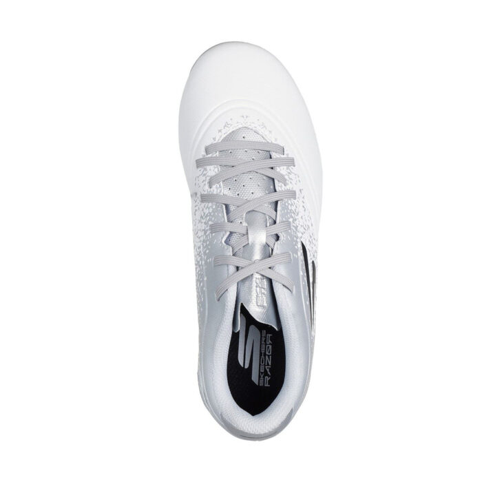 Skechers Razor Junior Firm Ground Football Boots – White/Silver – view 5