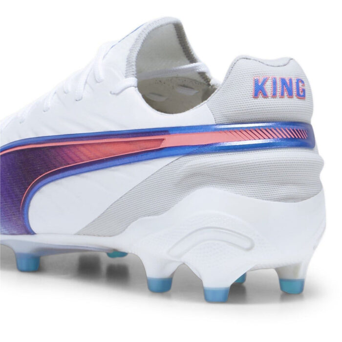 Puma Womens King Firm Ground Football Boots – White/Blue/Grey – view 5