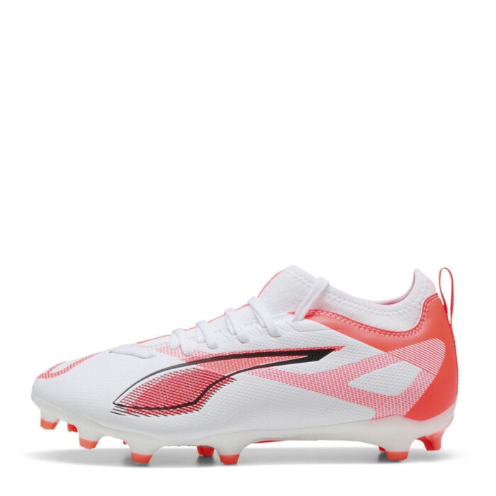 Puma Ultra 5 Junior Firm Ground Football Boots – White/Red – view 2