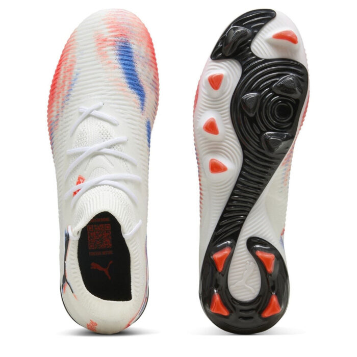 Puma Womens Future 8 Firm Ground Football Boots – White/Black/Red – view 3
