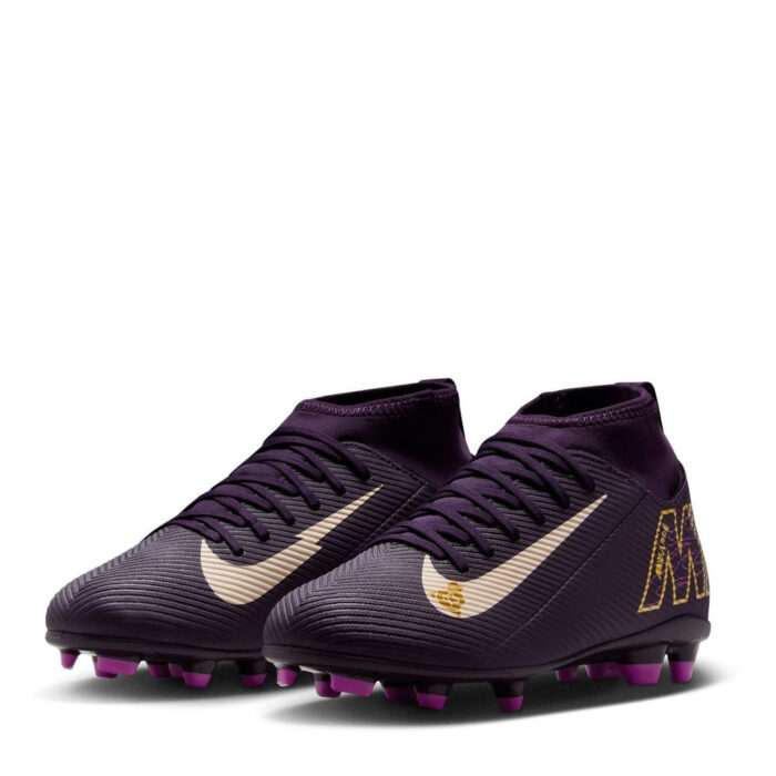 Nike Mercurial Superfly 10 Junior Firm Ground Football Boots – Purple/Ivory – view 4