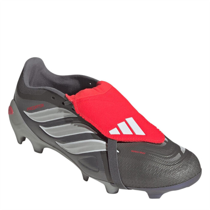 adidas Mens Predator Fold Over Tongue Firm Ground Football Boots – Grey/Red - Image 3
