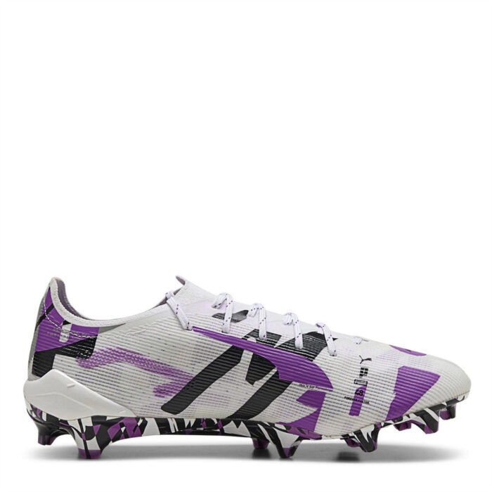 Puma Ultra 5 Firm Ground Football Boots – White/Purple – view 4