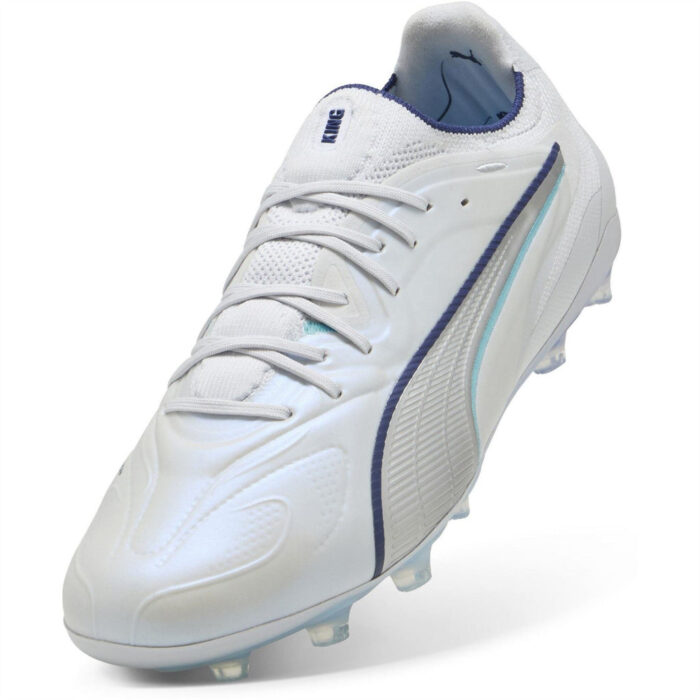 Puma King Firm Ground Football Boots – Silver/Blue - Image 6