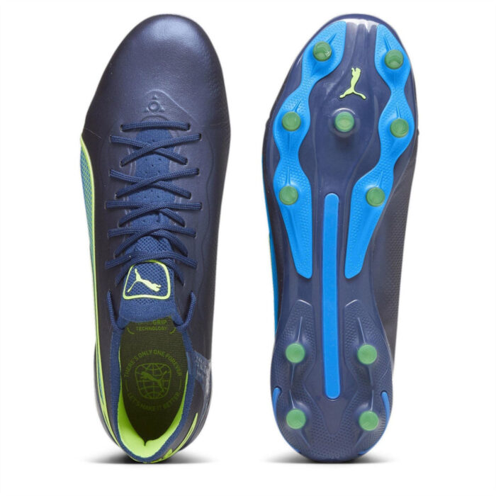 Puma King Firm Ground Football Boots – Blue/Green - Image 3