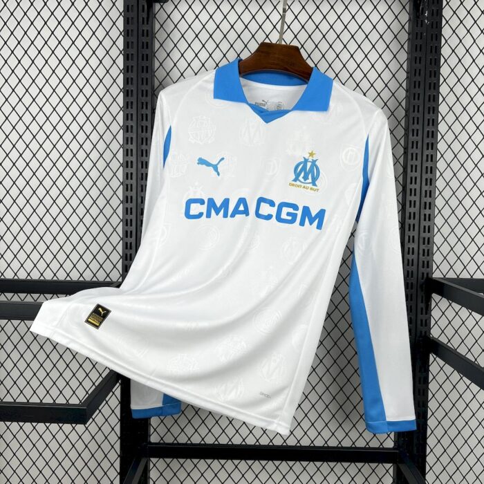 Mens Olympique Marseille 2025/26 Home Long Sleeve Jersey 7