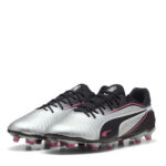 Puma King Firm Ground Football Boots – Silver/Black