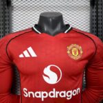 Mens Manchester United 2025/26 Home Long Sleeve Jersey Player Version 9