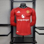 Mens Manchester United 2025/26 Home Long Sleeve Jersey Player Version