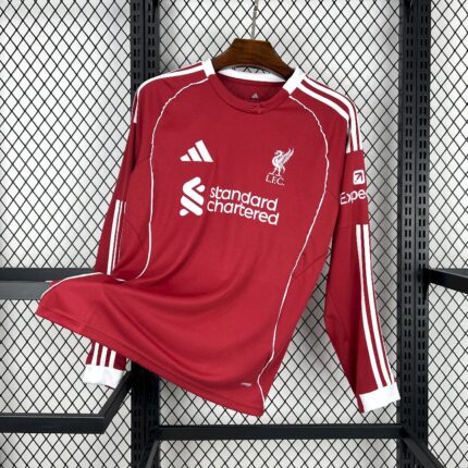 Mens Liverpool 2025/26 Home Long Sleeve Jersey