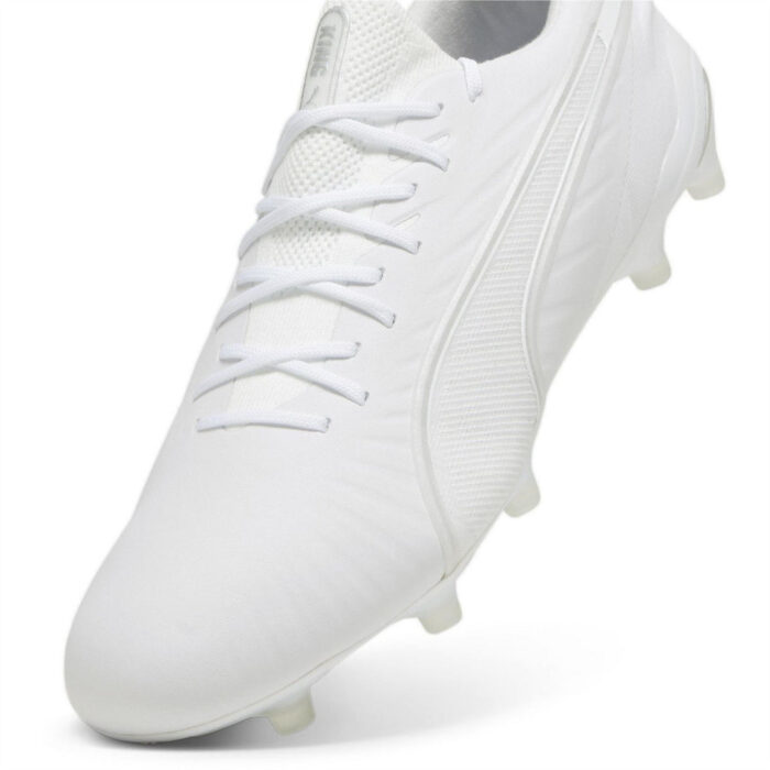 Puma King Firm Ground Football Boots – White/White – view 6