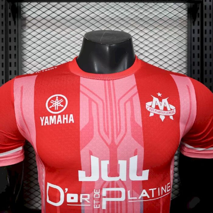 Mens Olympique Marseille 2025/26 Red Jersey Player Version 4