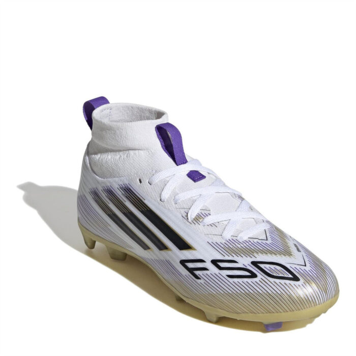 adidas F50 Junior Multi-Ground Football Boots – White/Blk/Gold - Image 3