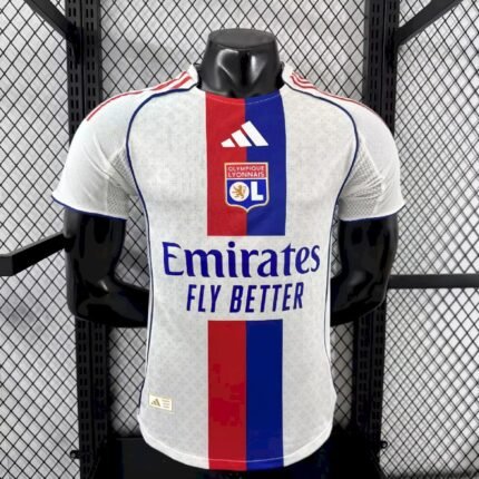 Mens Olympique Lyonnais 2025/26 Home Jersey Player Version