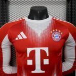 Mens Bayern Munich 2025/26 Home Long Sleeve Jersey Player Version 9
