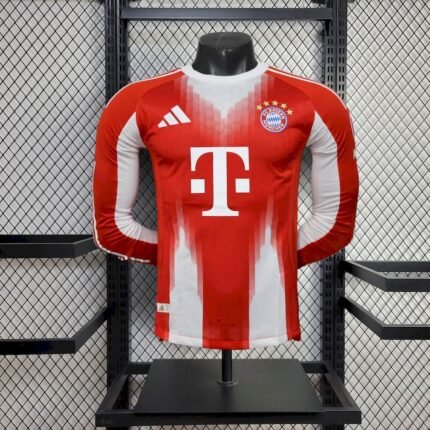 Mens Bayern Munich 2025/26 Home Long Sleeve Jersey Player Version