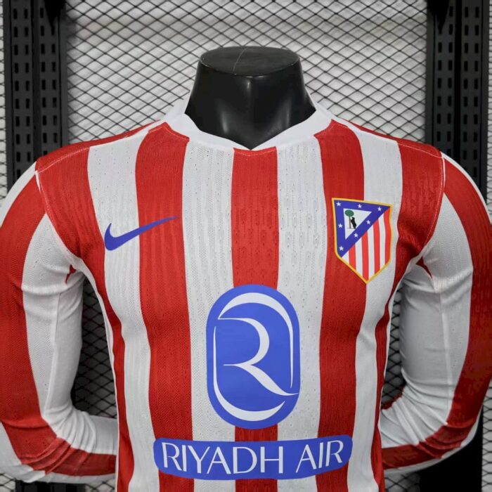 Mens Atletico Madrid 2025/26 Home Long Sleeve Jersey Player Version 8