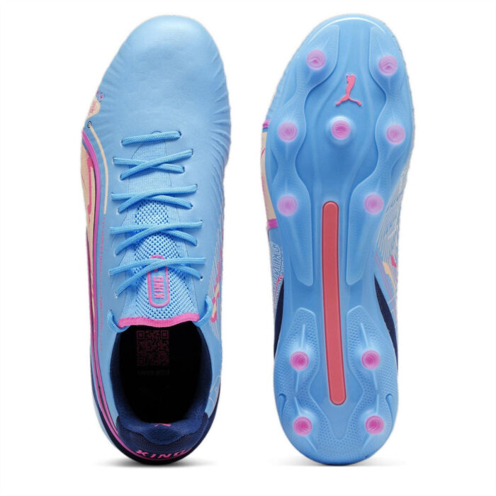 Puma King Firm Ground Football Boots – Blue/Pink - Image 3