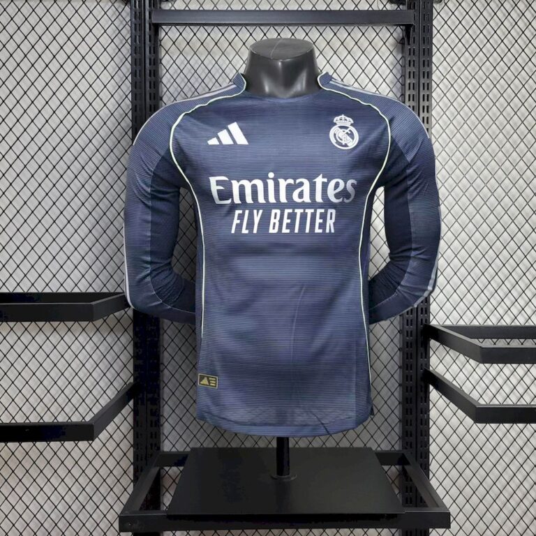 Mens Real Madrid 2025/26 Away Long Sleeve Jersey Player Version