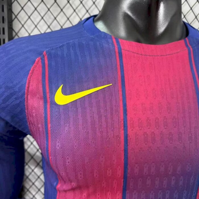 Mens Barcelona x Travis Scott 2025/26 Home Long Sleeve Jersey Player Version 5