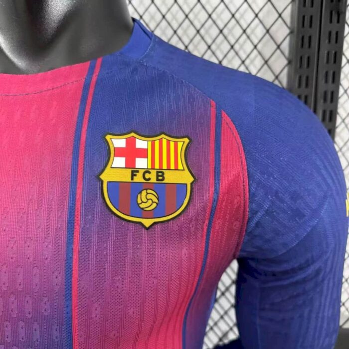 Mens Barcelona x Travis Scott 2025/26 Home Long Sleeve Jersey Player Version 4