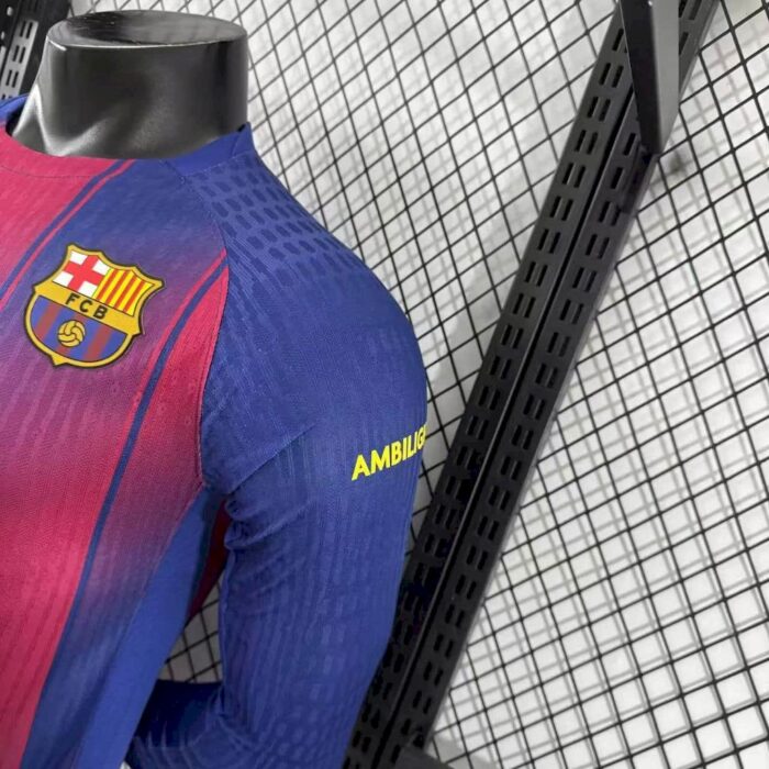 Mens Barcelona x Travis Scott 2025/26 Home Long Sleeve Jersey Player Version 3