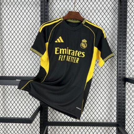 Mens Real Madrid 2025/26 Black and yellow Jersey