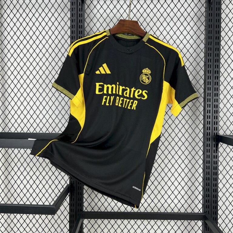 Mens Real Madrid 2025/26 Black and yellow Jersey
