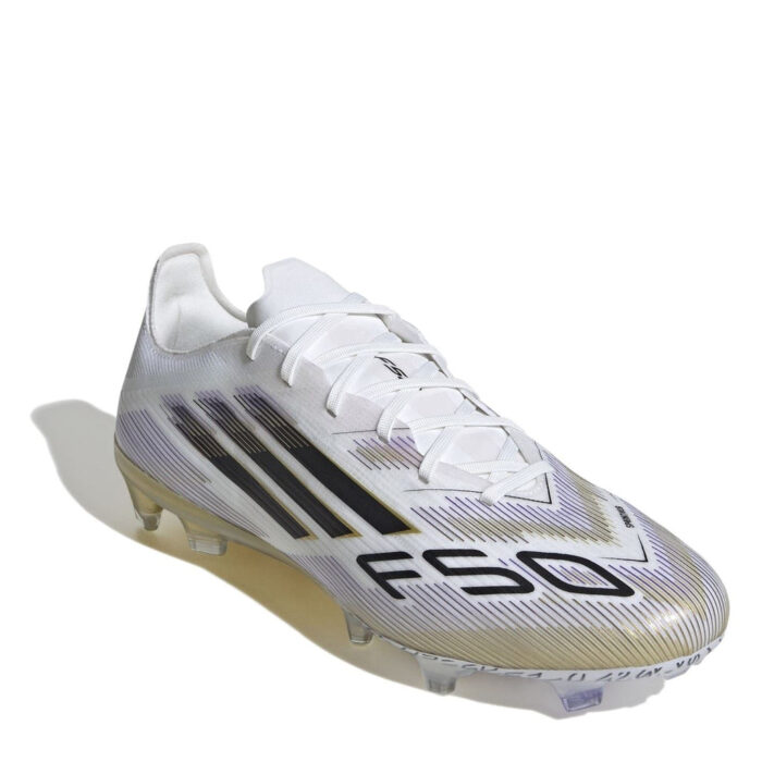 adidas F50 Firm Ground Football Boots – White/Blk/Gold – view 3