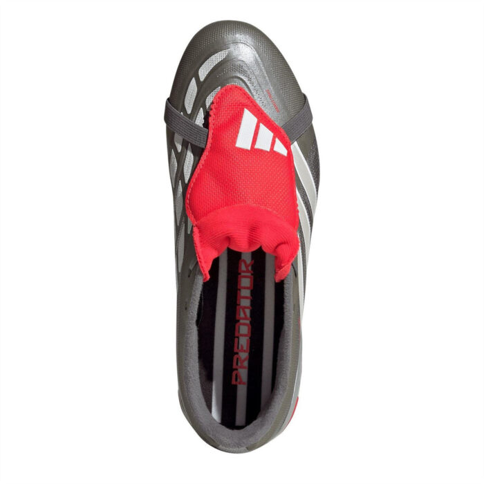 adidas Predator Fold Over Tongue Junior Firm Ground Football Boots – Grey/Red – view 5