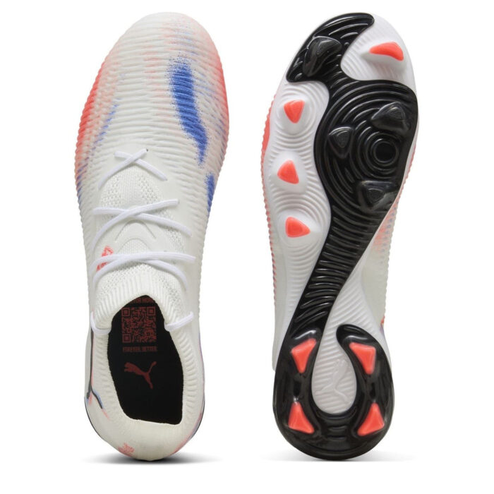 Puma Future 8 Firm Ground Football Boots – White/Black/Red - Image 3
