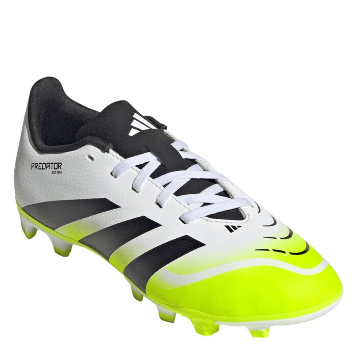 adidas Predator Junior Firm Ground Football Boots – White/Blk/Lemon – view 3