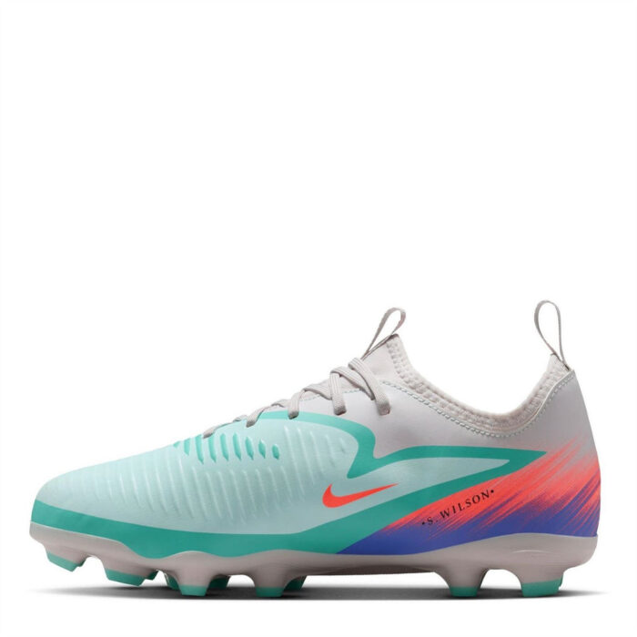 Nike Phantom 6 Junior Firm Ground Football Boots – Green/Orange – view 2
