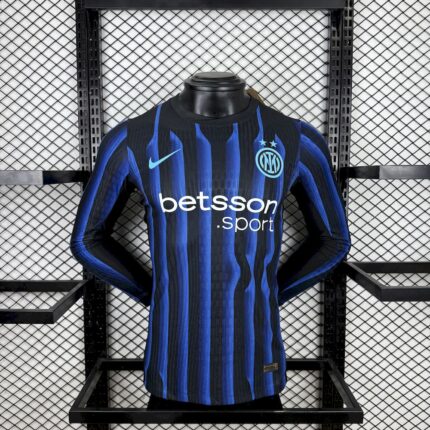Mens Inter Milan 2025/26 Home Long Sleeve Jersey Player Version