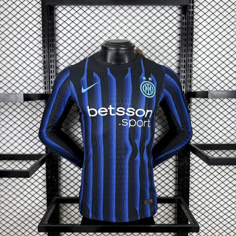 Mens Inter Milan 2025/26 Home Long Sleeve Jersey Player Version