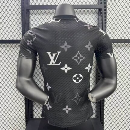 Mens Real Madrid 2025/26 Black Louis Vuitton Jersey Player Version 1