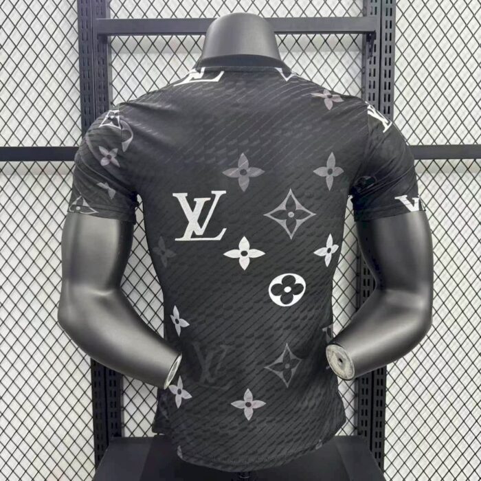 Mens Real Madrid 2025/26 Black Louis Vuitton Jersey Player Version 1