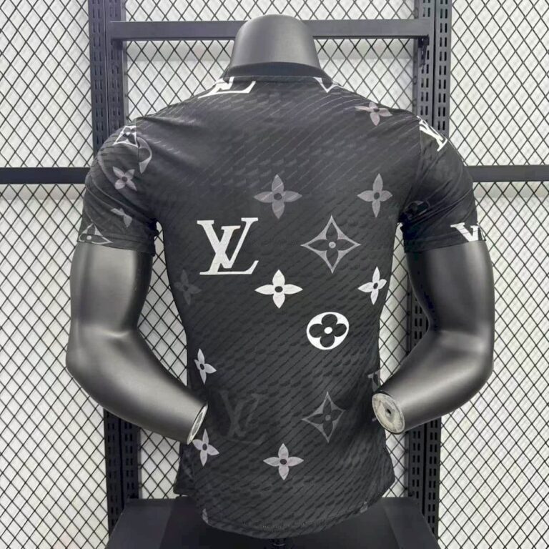Mens Real Madrid 2025/26 Black Louis Vuitton Jersey Player Version 1