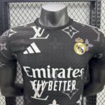 Mens Real Madrid 2025/26 Black Louis Vuitton Jersey Player Version 8