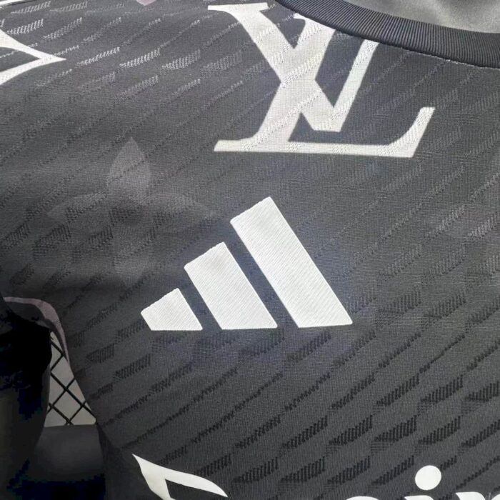 Mens Real Madrid 2025/26 Black Louis Vuitton Jersey Player Version 7