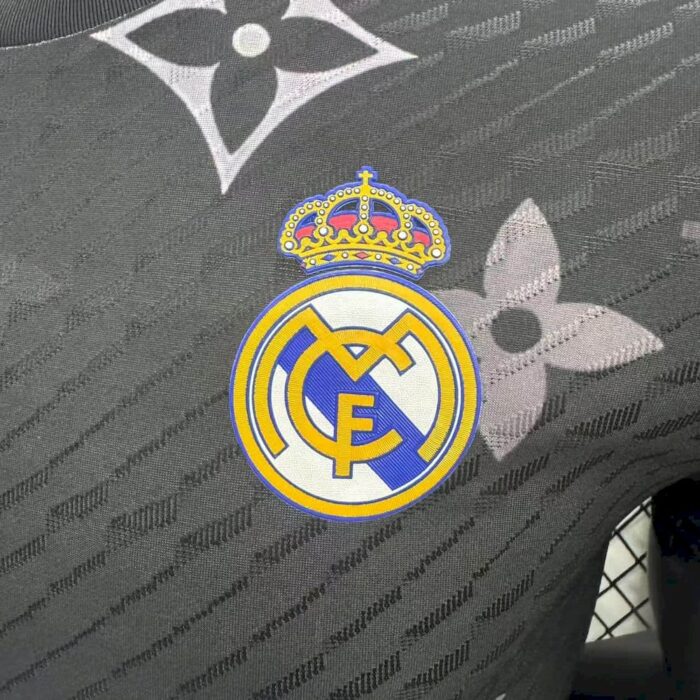 Mens Real Madrid 2025/26 Black Louis Vuitton Jersey Player Version 6