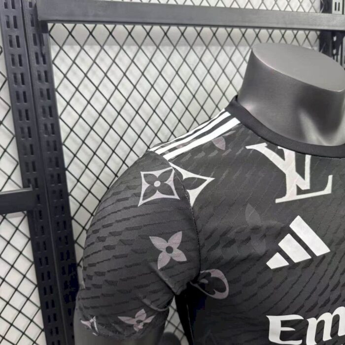 Mens Real Madrid 2025/26 Black Louis Vuitton Jersey Player Version 5