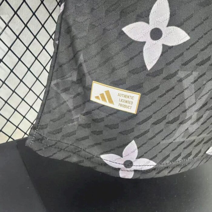 Mens Real Madrid 2025/26 Black Louis Vuitton Jersey Player Version 3